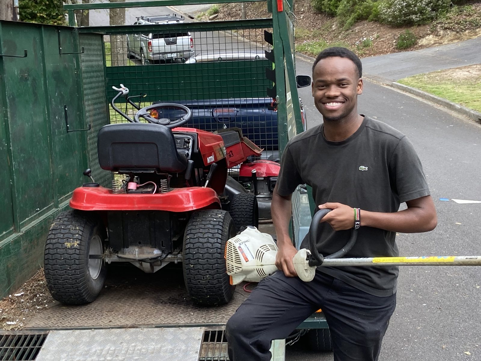 Allan with the ride-on mower